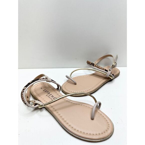 Extreme Sandals Womens Size 7 Snakeskin Detail Open Toe Flats - Picture 5 of 7